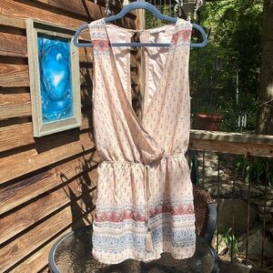 Charlotte Russe Beige Patterned Romper